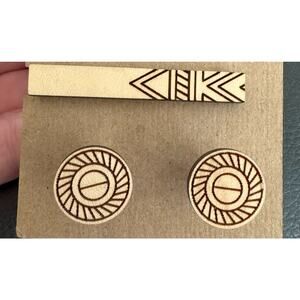 Moku Wooden Tiebar and Cufflinks Set NWT